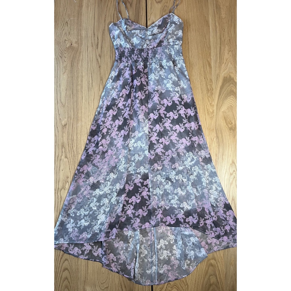 Princess Vera Wang Floral High Low Maxi Dress Womens XL Purple Grey Cottagecore